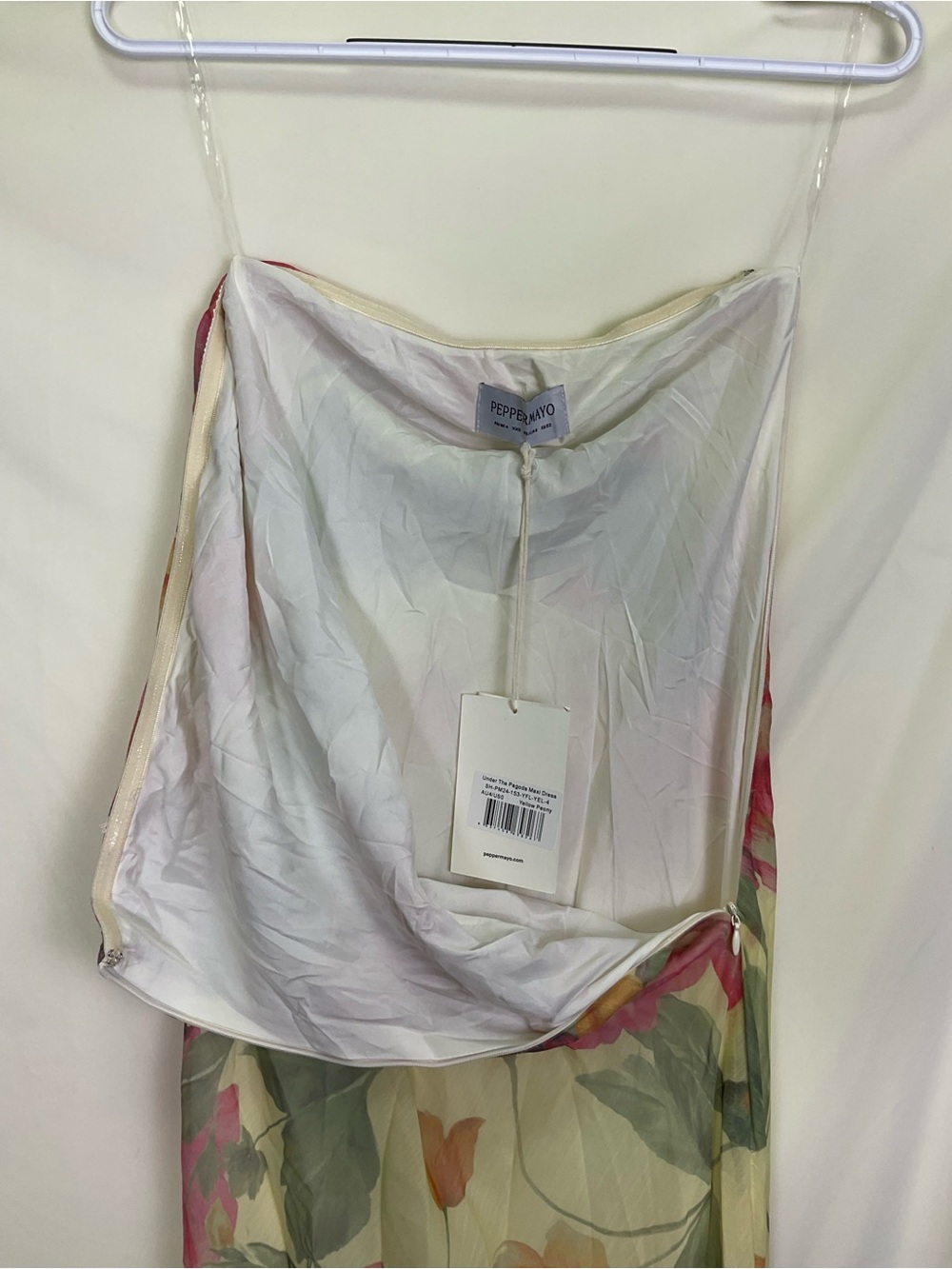 Under The Pagoda Maxi Dress Strapless Maxi Dress in Yellow Peony with Scarf - Picture 10 of 16